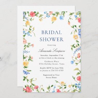 Watercolor Meadow Wildflower Boho Bridal Shower Invitations
