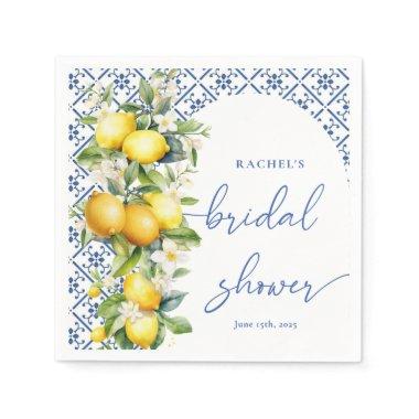 Watercolor Mediterranean Lemon Bridal Shower Napkins