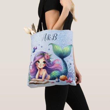 Watercolor Mermaid Sea Life Cute Beautiful Tote Bag