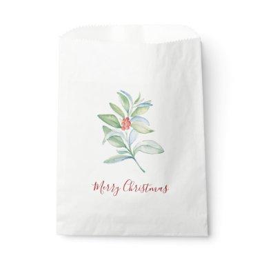 Watercolor Merry Christmas Holly & Berry Favor Bag