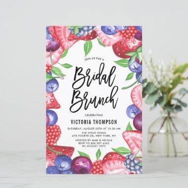 Watercolor Mix Berries Summer Bridal Brunch Invite
