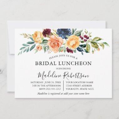 Watercolor Mixed Floral Greenery Bridal Luncheon Invitations
