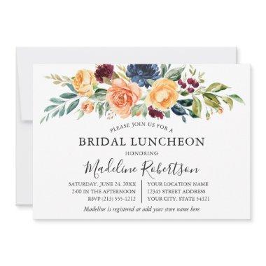 Watercolor Mixed Floral Greenery Bridal Luncheon Invitations