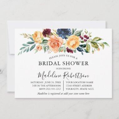 Watercolor Mixed Floral Greenery Bridal Shower Invitations