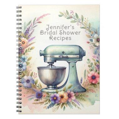 Watercolor Mixer & Flowers Bridal Shower Notebook