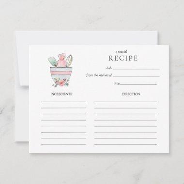 Watercolor Mixing Bowl with utensils Recipe Invitations