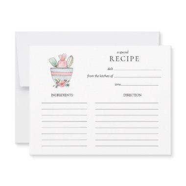 Watercolor Mixing Bowl with utensils Recipe Invitations