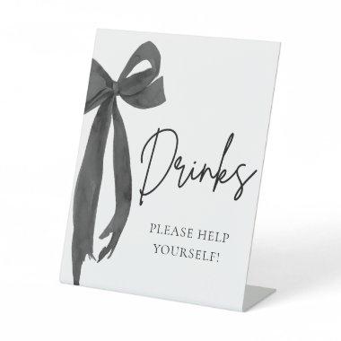Watercolor Modern Elegant Black Bow Drinks Sign