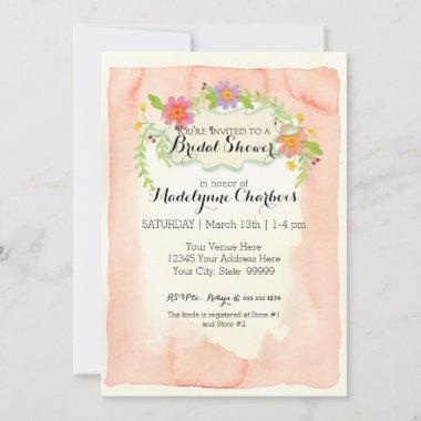 Watercolor Modern Painterly Floral Bridal Shower Invitations