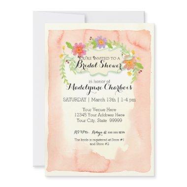 Watercolor Modern Painterly Floral Bridal Shower Invitations