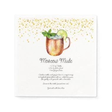 Watercolor Moscow Mule Custom Cocktail Recipe Napkins