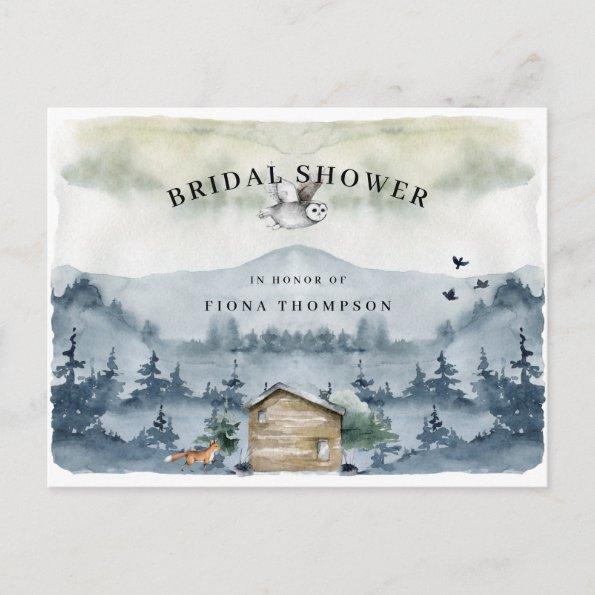 Watercolor Mountain Forest Animals Bridal Shower Invitation PostInvitations