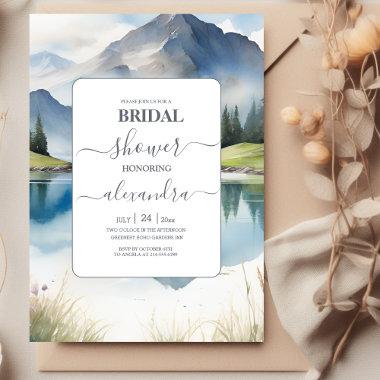 Watercolor Mountain Meadow Bridal Shower Invitations