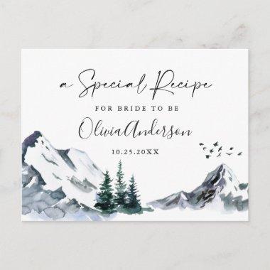 Watercolor Mountains Bridal Shower Recipe Invitations