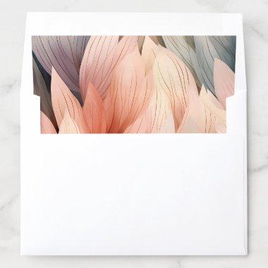 Watercolor Muted Pink Green Pastel Leaves Pattern Envelope Liner