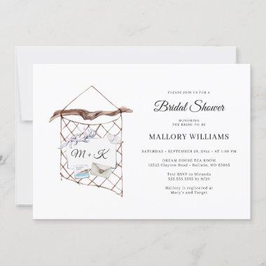 Watercolor Nautical Net Bridal Shower Invitations