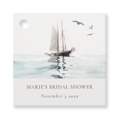Watercolor Nautical Sailing Yacht Bridal Shower Favor Tags