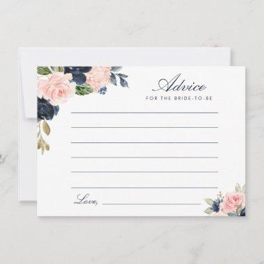 watercolor navy and blush floral advice card