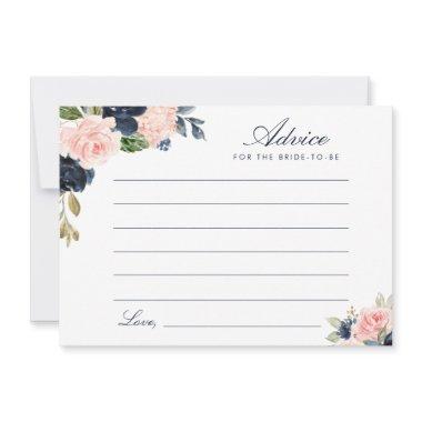 watercolor navy and blush floral advice card