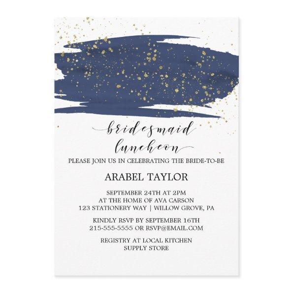 Watercolor Navy and Gold Bridesmaid Luncheon