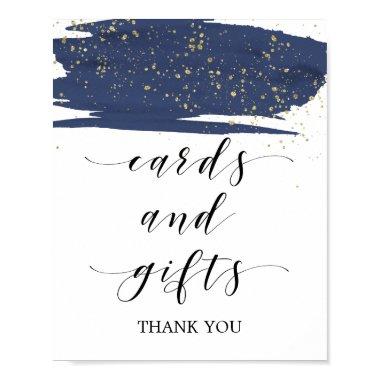 Watercolor Navy and Gold Sparkle Invitations & Gifts Poster