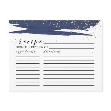 Watercolor Navy & Gold Bridal Shower Recipe Invitations