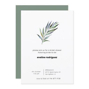 Watercolor Olive Branch Greenery Bridal Shower Invitations