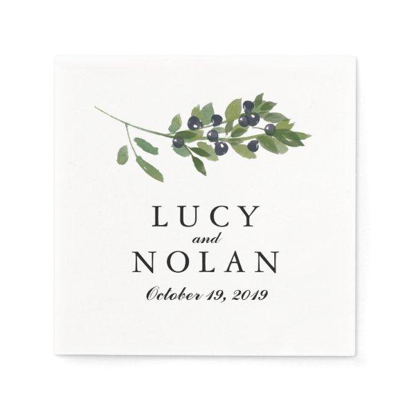 Watercolor Olive Orchard | Wedding Reception Napkins