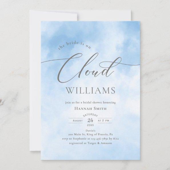 Watercolor On Cloud 9 Bridal Shower Invitations