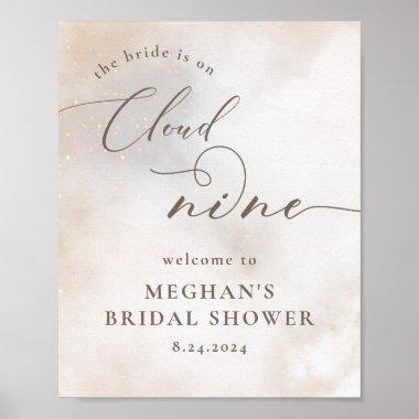 Watercolor On Cloud 9 Bridal Shower Welcome Sign