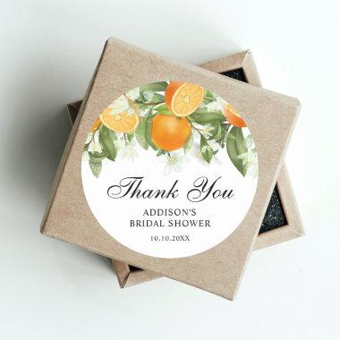 Watercolor Orange Blossom Bridal Shower Thank You Classic Round Sticker