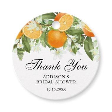 Watercolor Orange Blossom Bridal Shower Thank You Favor Tags