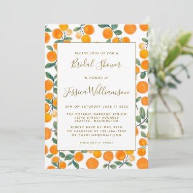 Watercolor Orange Citrus Custom Bridal Shower Invi Invitations