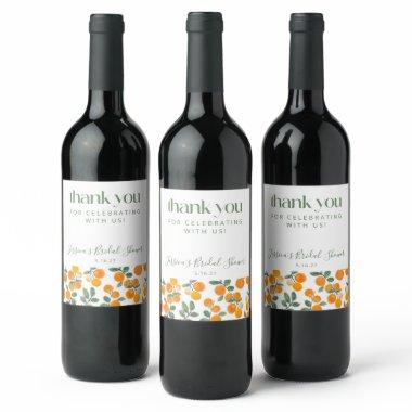 Watercolor Orange Citrus Custom  Wine Label
