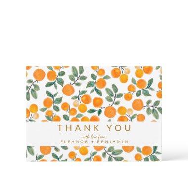 Watercolor Orange Citrus Custom Wedding Thank You Invitations