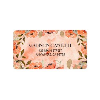Watercolor Orange Floral Return Address Label