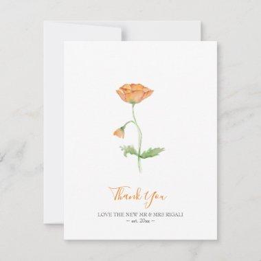 Watercolor Orange Poppies Thank You Note Holiday Invitations