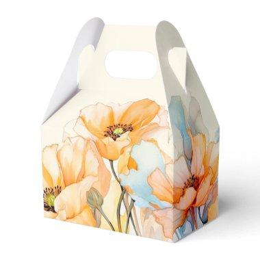 Watercolor Orange Poppy Bloom  Favor Boxes