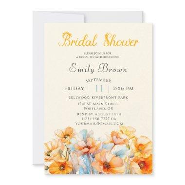 Watercolor Orange Poppy Bloom