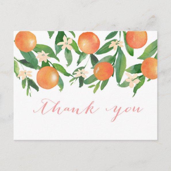 Watercolor Oranges Citrus fruit blossom thank you PostInvitations