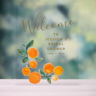 Watercolor Oranges Fruit Rustic  Acrylic Sign