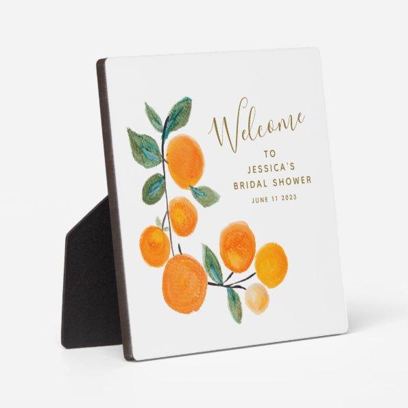 Watercolor Oranges Fruit Rustic Bridal Shower Plaque