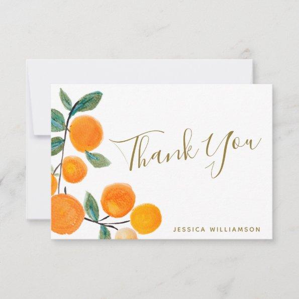 Watercolor Oranges Rustic Bridal Shower Custom Thank You Invitations