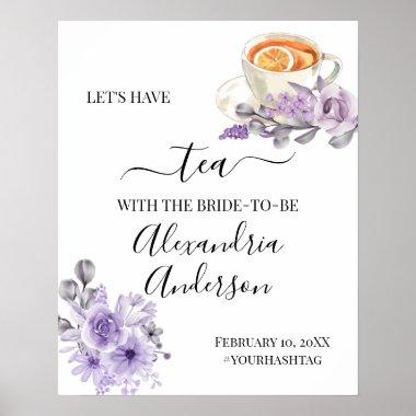 Watercolor Orchid Tea Bridal Shower Welcome Sign