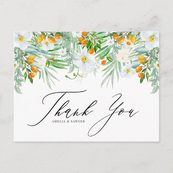 Watercolor Orchids and Kumquats Garland Thank You PostInvitations