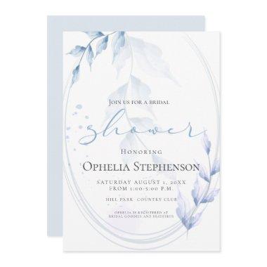 Watercolor Pale Violet and Dusty Blue Foliage Invitations