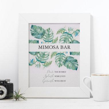 Watercolor Palm Leaves Mimosa Bar Poster