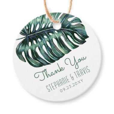 Watercolor Palm Monstera Leaf Tropical Thank You Favor Tags