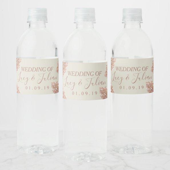 Watercolor Pampas Hand Painted Wedding  Water Bottle Label