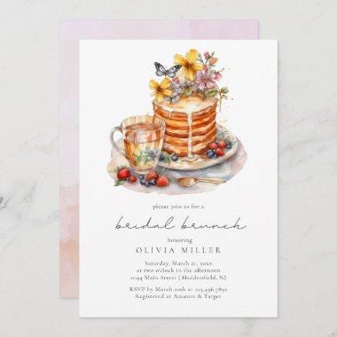 Watercolor Pancakes Bridal Brunch Invitations